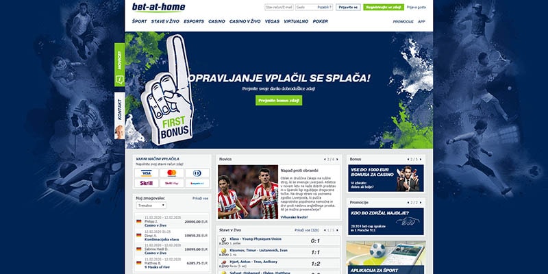 Bet-at-home domača stran stavnice