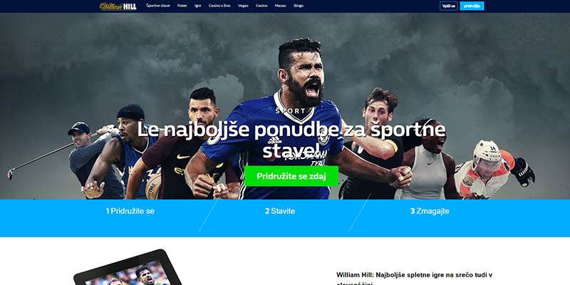 William Hill domača stran stavnice